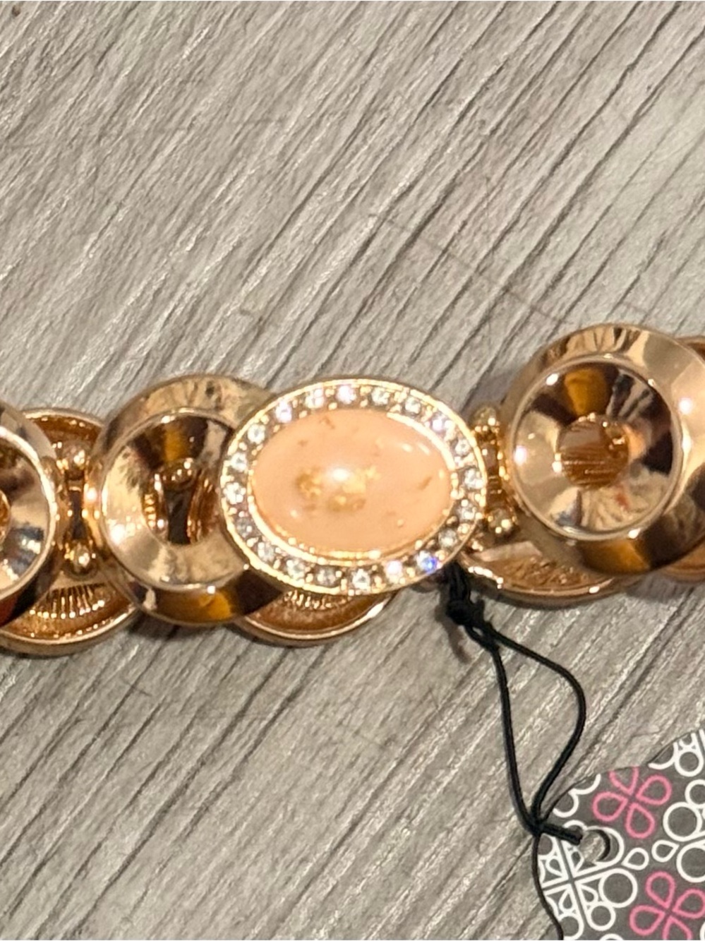 paparazzi Gold-Tone Peach Crystal Oval Statement Bracelet